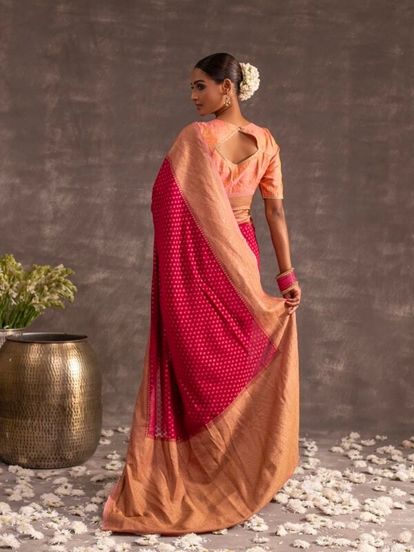 Maroon Silk Banarasi Khaddi Georgette Saree - Image 2