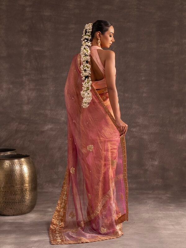 Lavender Crushed Banarasi Silk Tissue saree