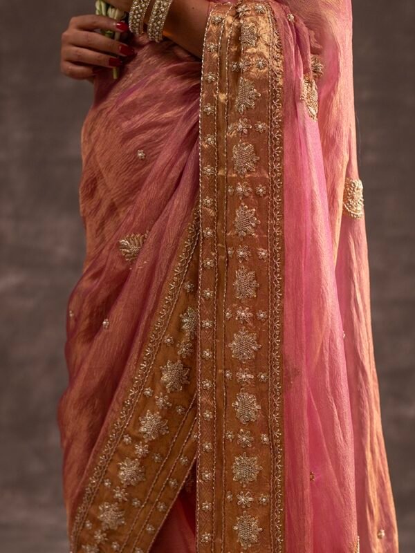 Lavender Crushed Banarasi Silk Tissue saree - Image 2