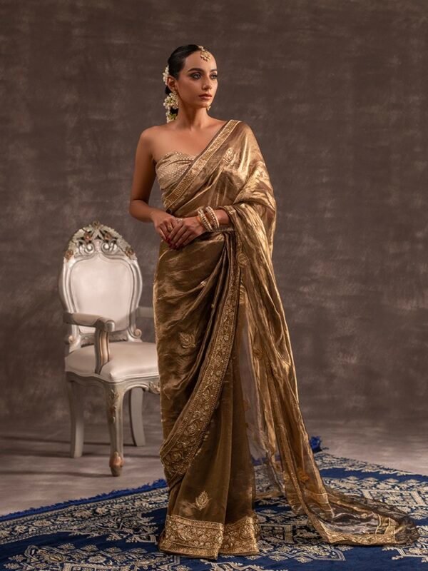 Olive Green Banarasi Silk Tissue saree